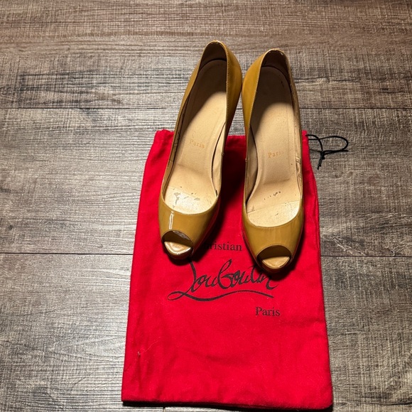Christian Louboutin Mustard Peep-Toe Pumps